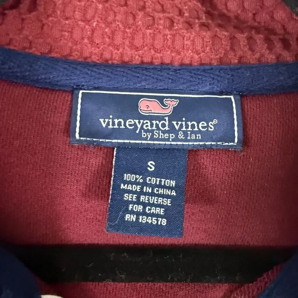 Vineyard Vines Sweater Men's Small Red 1/4 Zip Pullover 100% Cotton